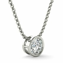 1.5ct Round Solitaire Bezel Simulated Diamond Pendant Necklace Sterling Silver - £47.96 GBP