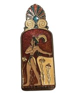 Vintage Brass Enamel Clip 2-sided Greece Egyptian Motif Bull Spring Clip - $39.60