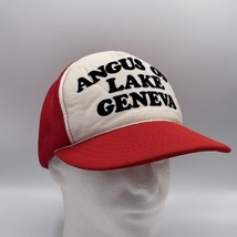 Vtg Angus Of Lake Geneva Trucker Hat Red White Mesh Foam Snapback Cap OSFM Korea - $13.54