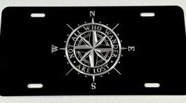 Not All Who Wander Compass Car Tag Diamond Etched Vanity Front License P... - £19.46 GBP