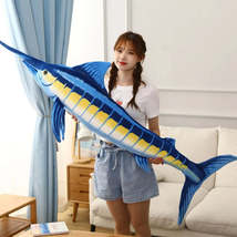 140cm Giant Simulation Bluefin Tuna Plush Toys Stuffed Soft Tunny Long Pillow Li - £5.41 GBP
