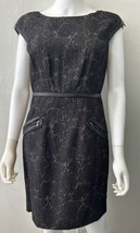 Anthropologie Cynthia Steffe Black Sheath Dress With Leather Accents Siz... - £94.71 GBP