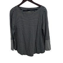 Loft Outlet Dark Navy Striped Long Sleeve Cotton Top Size XL - £13.58 GBP