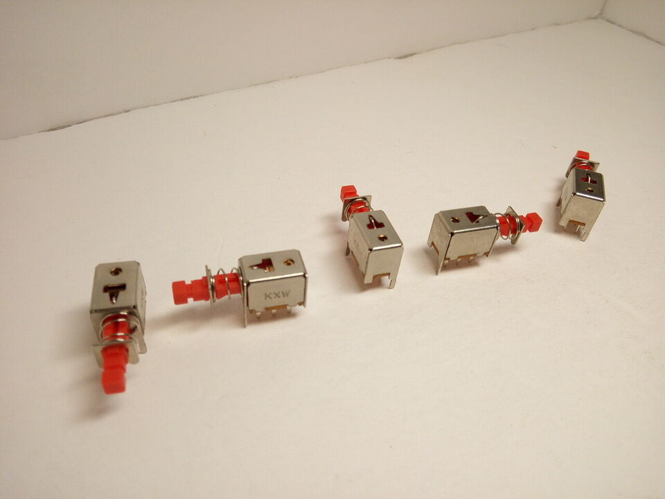 5X Pack Maintained 6 Pins 8 w/Legs Push Button Power Switch Red Reset KXW Lock Item image 4