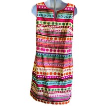 Talbots 6 Multicolor Geo Stripe Sleeveless Dress Retro Mod Workwear Resort - $36.09