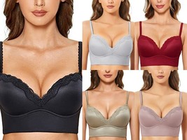 DOBREVA Women&#39;s Push Up Bras, Wireless Padded Support Lace Longline No W... - £10.17 GBP+