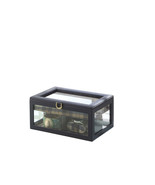 Tempered Glass &amp; Leather Jewelry Case - Blue - $66.43 CAD