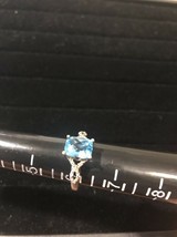 Vintage Sterling Silver Ring Large Blue Topaz Stunning Estste Find CR2 2.7 grams - £43.06 GBP
