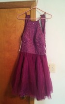 Girls Youth Young Women Purple Prom Dance Dress Beaded Sequin Top Flair ... - £19.51 GBP