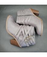 Women&#39;s JC 3.5 Heel Strappy Grey Heeled Boots Booties Size 10 EUC Zip Side - $323.74 MXN