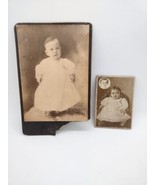 Set Of 2 Vintage Cabinet Cards Baby Infant Black White Victorian Chubby ... - £7.10 GBP