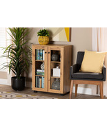 Laurien Oak Brown 2-Door Storage Cabinet w/Glass Doors - $202.08 CAD