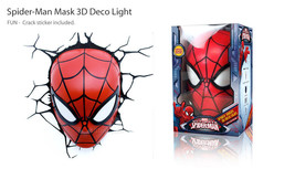 NEW Marvel Ultimate Spider-Man Mask Face 3D Deco Wall Art Night Light LED +Crack - £43.95 GBP