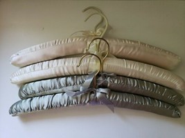 Satin Padded Clothing Hangers Grey White Brass Handle  - £19.37 GBP