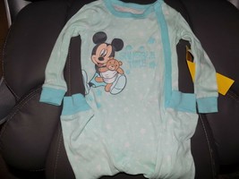 Mickey Mouse Snuggle Time Aqua One Piece Pajama&#39;s Size 12/18 Months New - £16.01 GBP