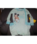 MICKEY MOUSE SNUGGLE TIME AQUA ONE PIECE PAJAMA&#39;S SIZE 12/18 MONTHS NEW - $25.65