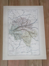 1887 Antique Original Map Of Department Of INDRE-ET-LOIRE Tours / France - £23.41 GBP