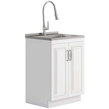 Darwin 24&quot; Laundry Cabinet: White, Pull-Out Faucet - £447.61 GBP