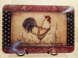 Vintage Kimberly Poloson Cock-A-Doodle-Doo Rooster Tempered Glass Cutting Board - $28.71