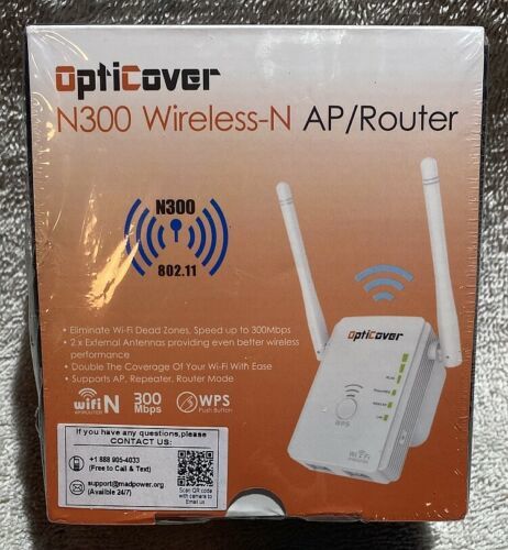 Factory Sealed OptiCover N300 Wireless-N AP/Router W/Two External Antenn... - $6.19