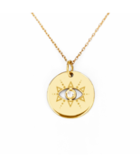 18K 14K 9K Dainty Diamond Evil Eye Charm Necklace,Minimalist Diamond Nec... - £183.98 GBP+