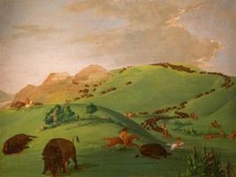 George Catlin Buffalo Chase, Mouth of the Yellowstone Giclee Print + Ships Free - £30.66 GBP+