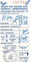 1975 Lot Ephemera x50 USPS Receipts for Insured Mail  5 x 2.5 inches ea - £19.77 GBP