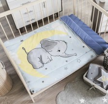 Moon Star Elephant Baby Boys Crib Bedding Set Nursery 3 Pcs For Baby Shower Gift - £86.29 GBP