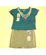 Garanimals Toddler Girls Outfit 12 Mo Turqoise Blue Glam T-Shirt &amp; Gray ... - £7.07 GBP