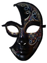 Turquoise Black Fancy Full Cut Out Masquerade Mask - £15.63 GBP