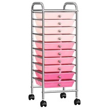 10-Drawer Mobile Storage Trolley Ombre Pink Plastic - £49.19 GBP