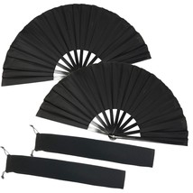 2Pcs Large Folding Silk Hand Fan Hand Folding Fans Chinese Tai Chi Folding Fan F - £22.13 GBP