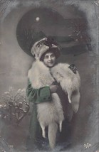 Beautiful Young Girl Wearing Or Holding White MINKS~1915 Photo Postcard - £7.18 GBP