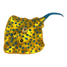 Yellow Spotted Stingray Polish Blown Glass Christmas Ornament Decoration... - $49.48