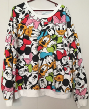 Disney Mickey and friends sweatshirt size M women long sleeve all over p... - $12.28