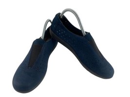 Clarks Medora Gemma Women Shoes Blue 8M Perforated Nubuck Leather SlipOn Loafers - $27.54