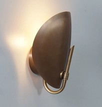 Mid Century Italian Style Mini Curved Disk Shades Wall Sconce Modern Brass Light - £150.12 GBP