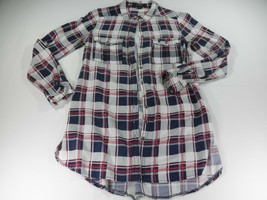 Paper + Tee Womens Long Sleeves Button Down Plaid Shirt Size Small Night... - £8.50 GBP