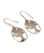 Life of Tree Earring 925 Silver Overlay Handmade Elegant Filigree Earrings - £7.05 GBP