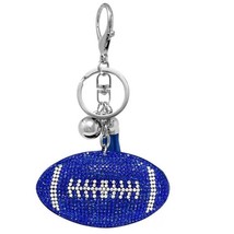 Bling Crystal Blue Football Game Day Tassel Keychain Bag Charm - $13.86