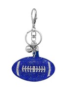 Bling Crystal Blue Football Game Day Tassel Keychain Bag Charm - $18.82 CAD