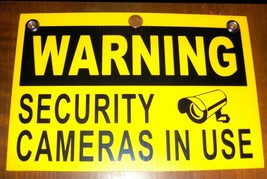 WARNING SECURITY CAMERAS IN USE Plastic Sign camera security Yellow Blac... - $21.95