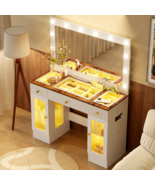 Hollywood Vanity Desk: Large Mirror &amp; RGB Lights - $385.69 CAD
