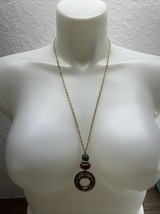 Vintage Gold Tone Geometric Pendant Statement Necklace Estate Jewelry Fi... - $184.34 MXN