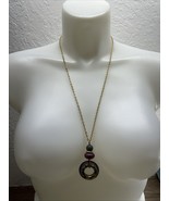 Vintage Gold Tone Geometric Pendant Statement Necklace Estate Jewelry Fi... - €8,46 EUR