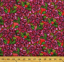 Cotton Stained Glass Roses Flowers Floral Nature Fabric Print by Yard D469.28 - $11.95