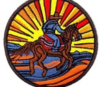 Cowboy Riding At Sunset Iron On Sew On Embroidered Patch 3&quot;x 3&quot; - £3.94 GBP