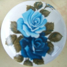 Ceramic Cabinet Knobs Blue Rose Spray - £4.17 GBP