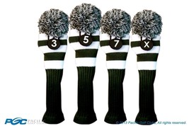 3 5 7 X Classic GREEN WHITE KNIT POM golf club Headcover vintage Head covers Set - £857.82 GBP