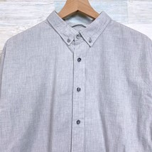 LINKSOUL Long Sleeve Button Down Shirt Gray Solid Lightweight Stretch Mens Large - £38.91 GBP